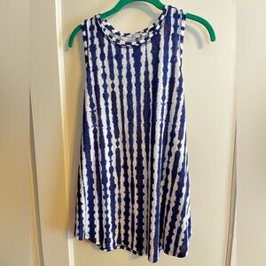 Athleta Navy and White Modern Tie-Dye Top